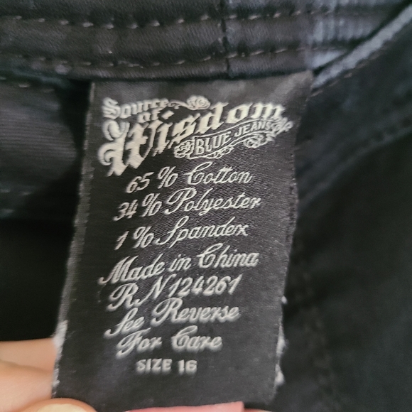 Source Of Wisdom Black London Skinny Denim Jean's Sz 16 - Picture 9 of 9